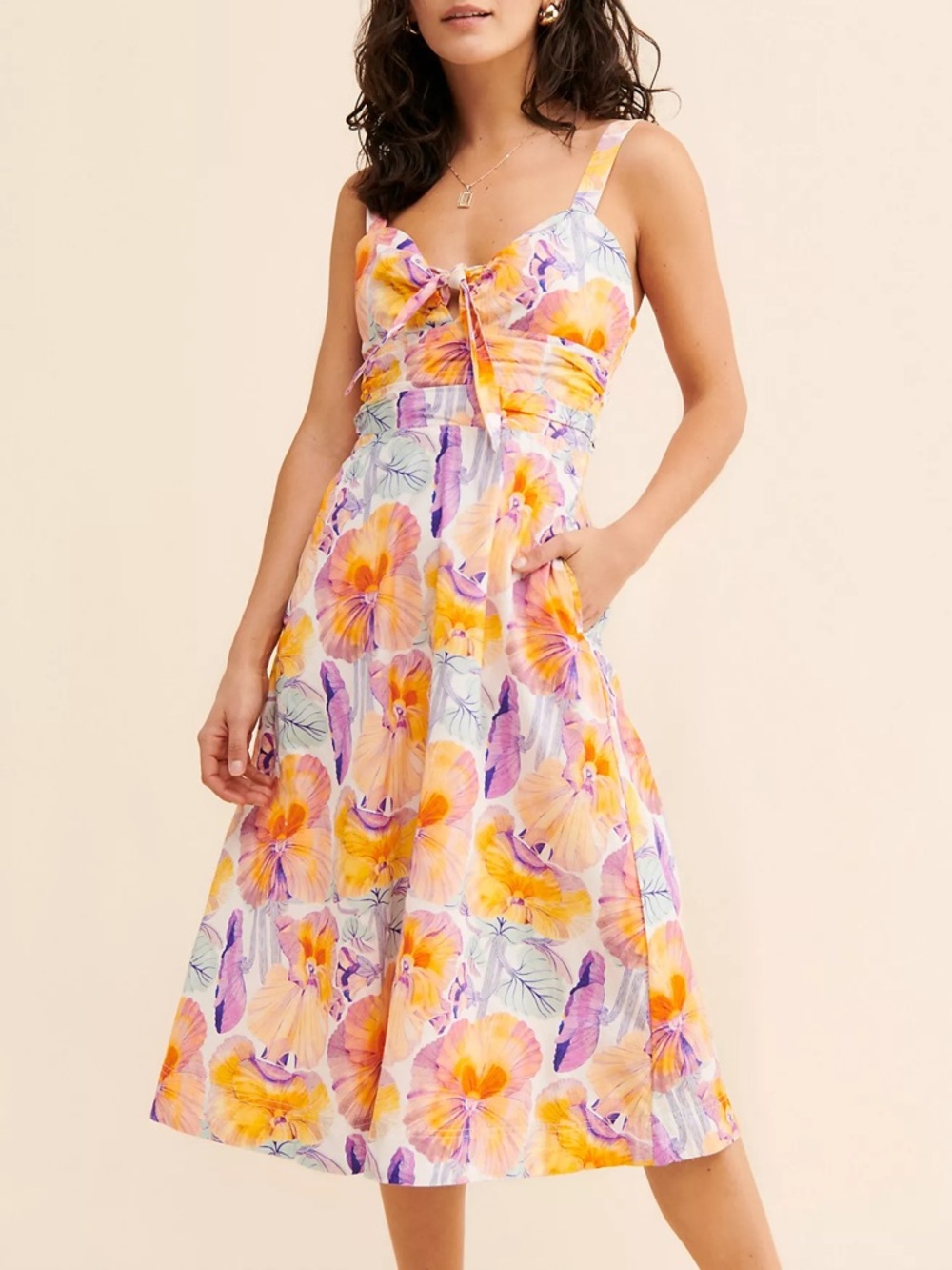 Anthropologie Cecilia Pettersson Tie-Front Midi Dress